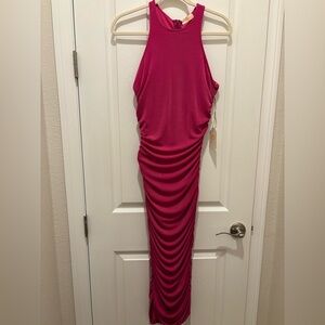 Elegant Pink Halter Dress